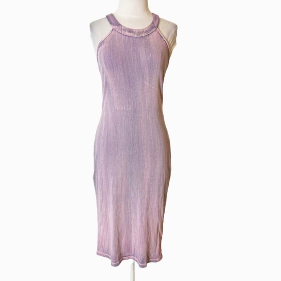 NWT Young Fabulous & Broke ribbed dyed cross back midi dress pink purple sz M - Picture 1 of 7